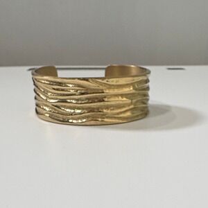 Rustic Cuff Gold Tone Textured Wide Cuff‎ Bracelet